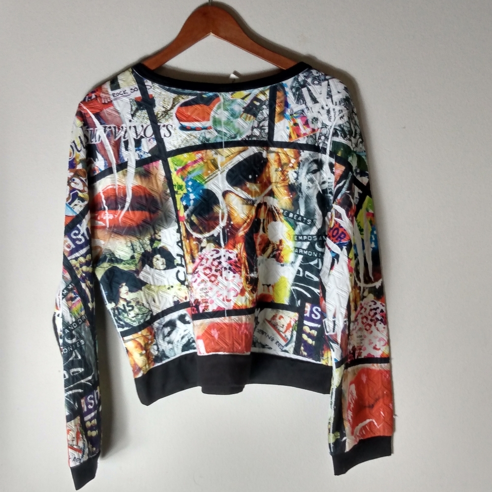 Topia L Long Sleeved High Fashion Vogue Clips Quilted Top Y2K - Picture 3 of 3
